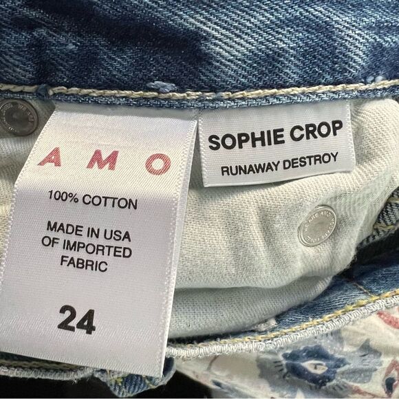 AMO Sophie Crop High Waisted With Released Hem in Runway Denim Jeans - Picture 9 of 9